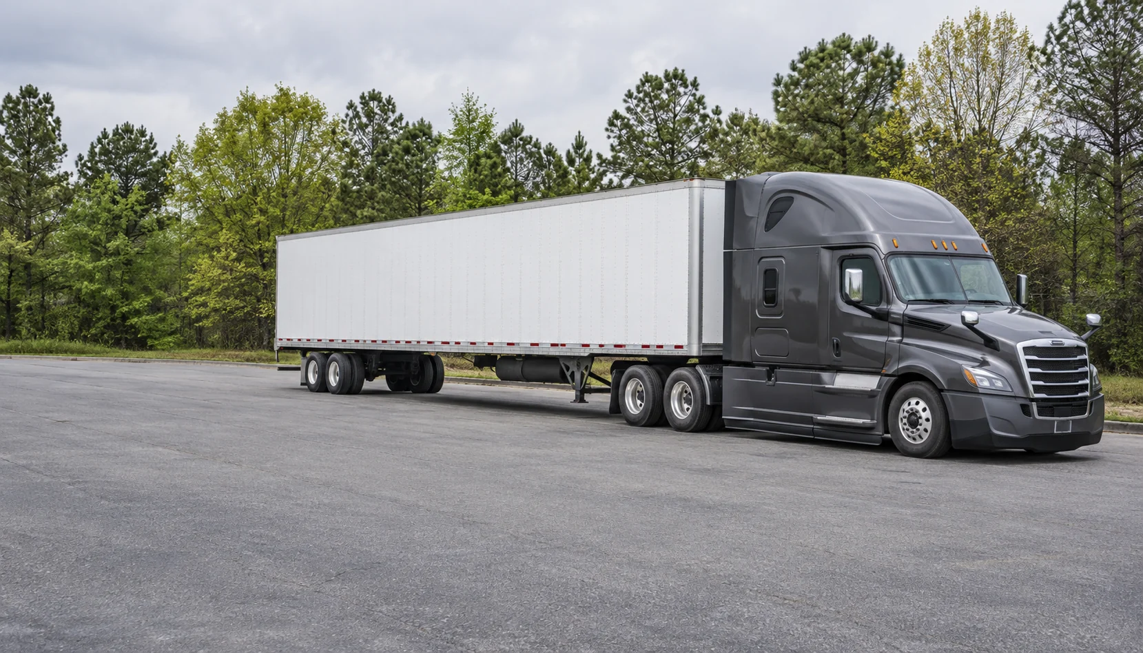 A tractor-trailer parked in a Georgia industrial yard, an illustrative transportation scene